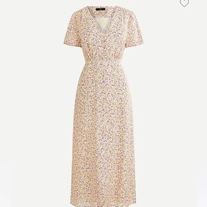 J. Crew Floral Print Midi Dress in pink